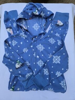 Blue Hooded Snowflake & Snowman Zip-Up Pajama